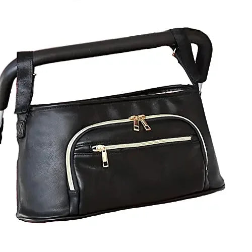 Nova Mart PU leather diaper backpack with changing pad and insulated pockets, stylish and functional for moms on the go.