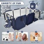 Nova Mart IMBABY large kids safety playpen with soft padding and ball pool, providing a secure play area for children.