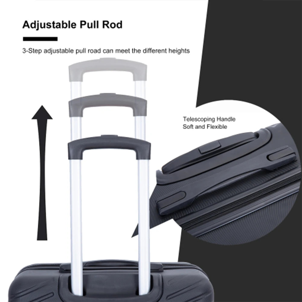 Four-piece ABS luggage set by Nova Mart with TSA locks, featuring durable suitcases for travel and storage.