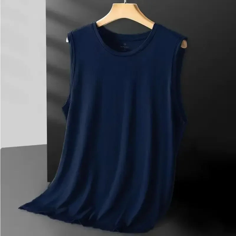 Men's ice silk mesh vest by Nova Mart, sleeveless summer top with breathable, lightweight fabric for warm weather.
