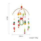 Wooden wind chime baby crib mobile with animal felt dolls and music, designed for infant nursery decor and soothing entertainment.