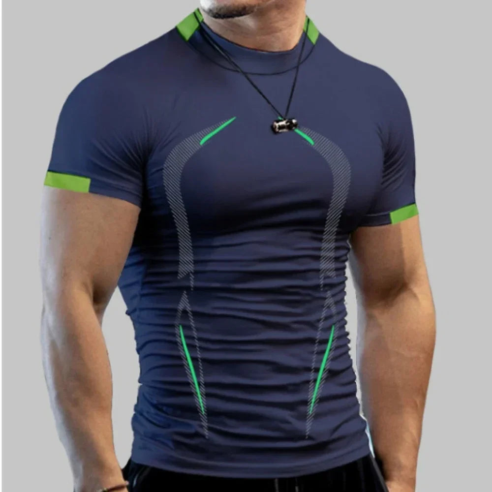 Men's quick-dry gym t-shirt by Nova Mart, breathable running training tee for men, lightweight athletic fashion top.