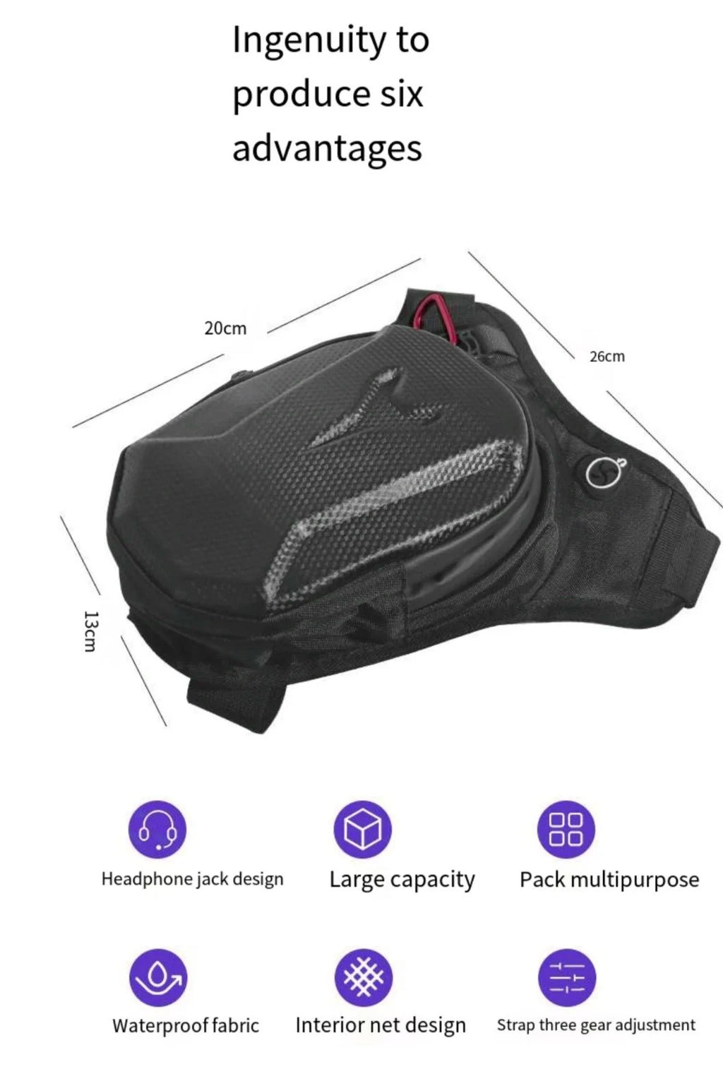 Waterproof motorcycle waist leg bag by Nova Mart with adjustable straps, ideal for riders to carry essentials securely.