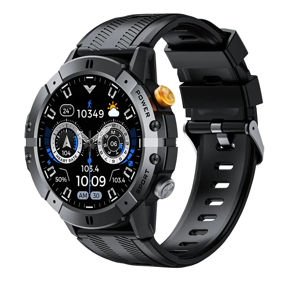 Smart Watch for Men and Women by Nova Mart showing a sleek display with health tracking and Bluetooth call features.