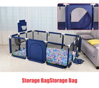 Baby playground playpen with steel pipes and ball box by Nova Mart, showing a safe, colorful play area for infants and toddlers.