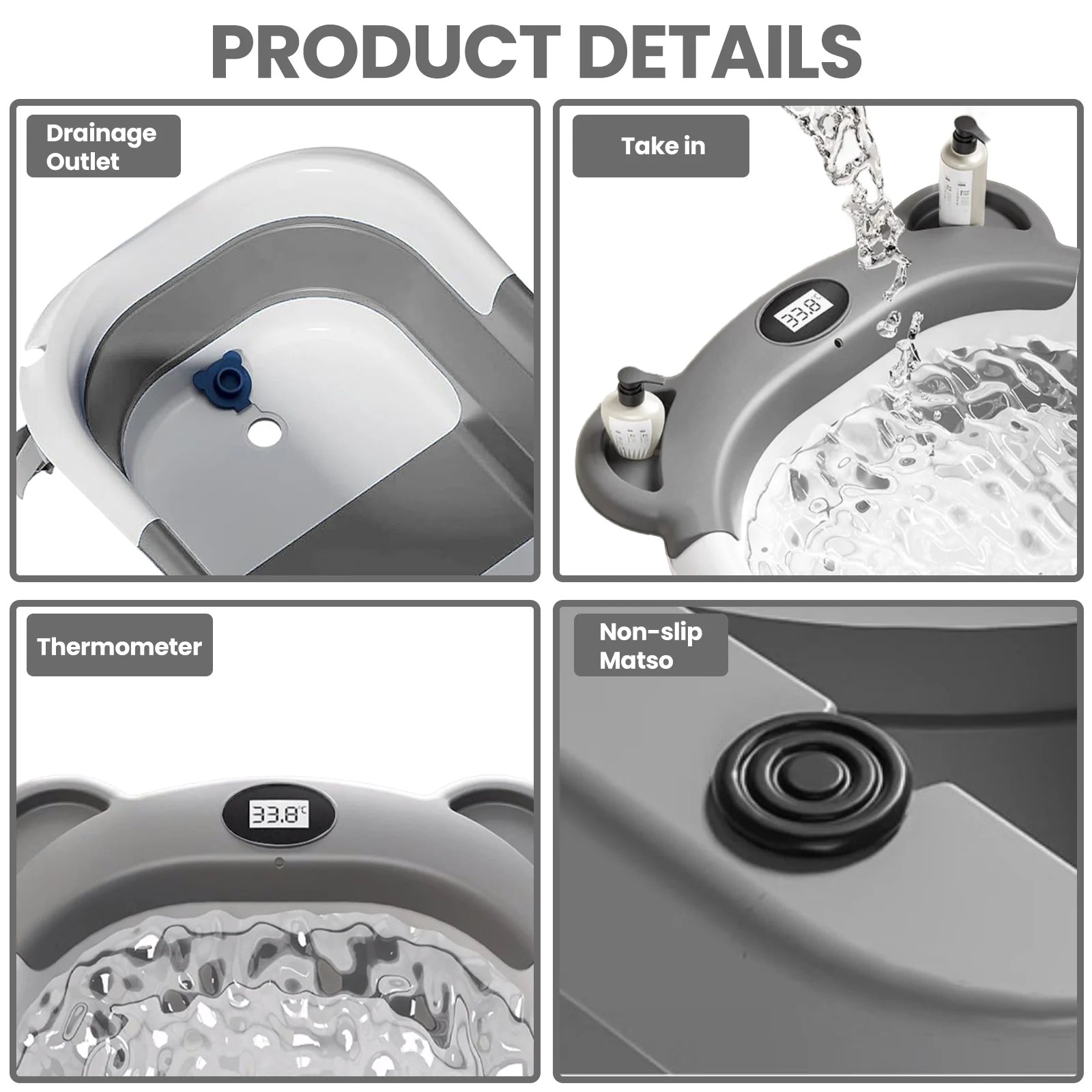 Collapsible Nova Mart baby bathtub with built-in thermometer and floating cushion for safe, comfortable bathing.
