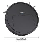 Nova Mart 3-in-1 robotic vacuum cleaner with mop and sweep, 1000Pa suction, shown on hardwood floor with dustbin and mop attachment.