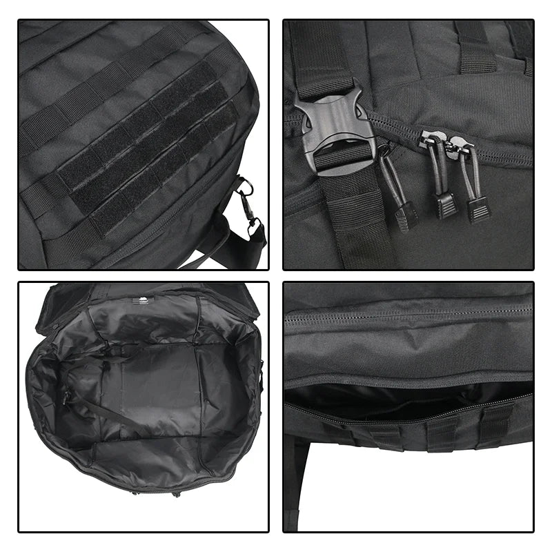 Nova Mart MOLLE tactical backpack in 30L, 45L, or 80L with multiple compartments and adjustable straps for outdoor travel and sport.
