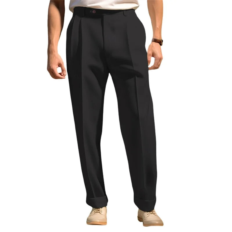 Men's slim fit formal dress pants by Nova Mart, solid color business trousers for men's fashion, tailored and stylish.