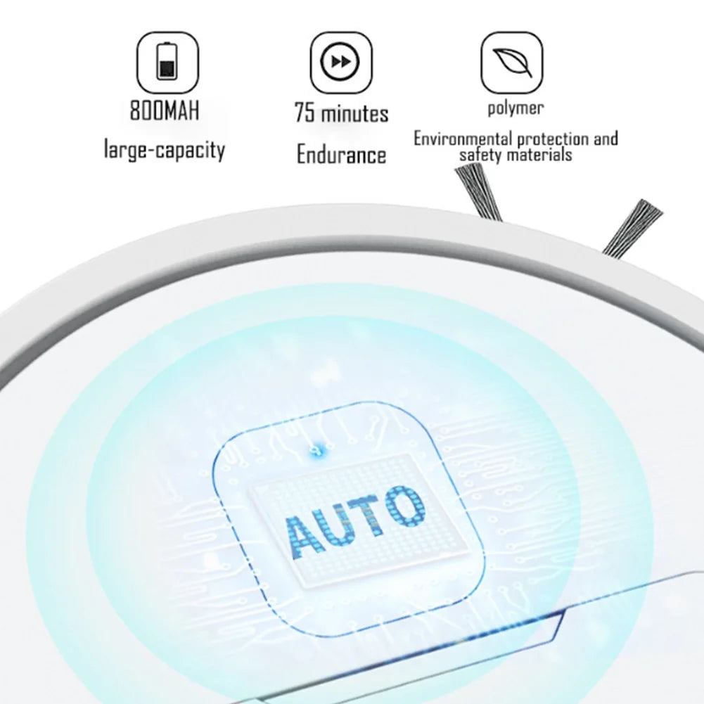 Nova Mart 3-in-1 robotic vacuum cleaner with mop and sweep, featuring 1000Pa suction power, shown on a hardwood floor.