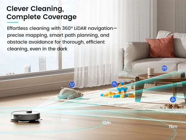 Nova Mart Lefant M3 Max robot vacuum and mop with 20000Pa suction, auto wash feature, in sleek black design.
