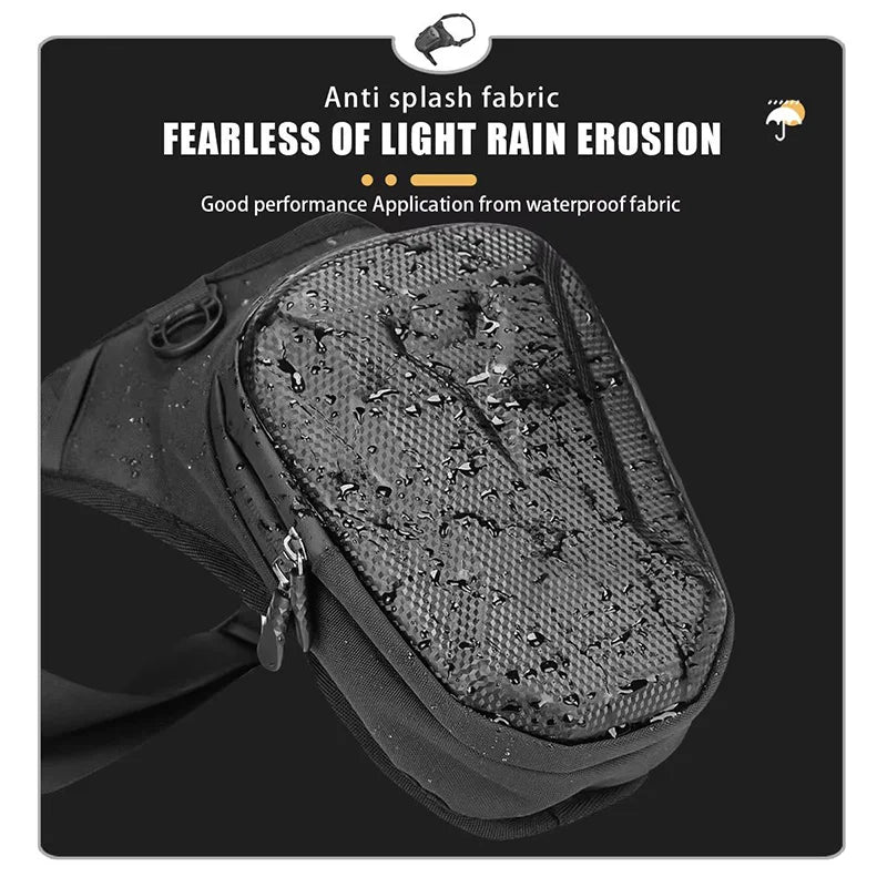 Waterproof motorcycle waist leg bag by Nova Mart, designed for riders to carry essentials securely and comfortably.