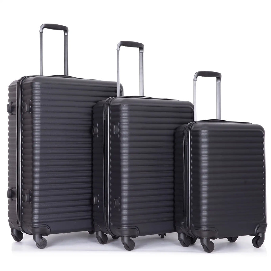 Travelhouse 3-piece hardside luggage set by Nova Mart with durable ABS shells and TSA locks, shown in the image.