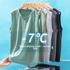 Men's ice silk mesh vest by Nova Mart, sleeveless summer top with breathable, lightweight fabric and stylish design.