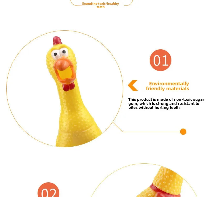 Squeaky Screaming Chicken Pet Toy Funny Molar Chew Rubber Toy Small Large DogPet Squeaker Chew Toys Funny Chicken Puppy1pcs - Image 9