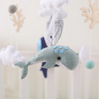 Wooden crochet star baby crib mobile with bed bell rattle toy by Nova Mart, featuring handcrafted stars and soft, colorful details.