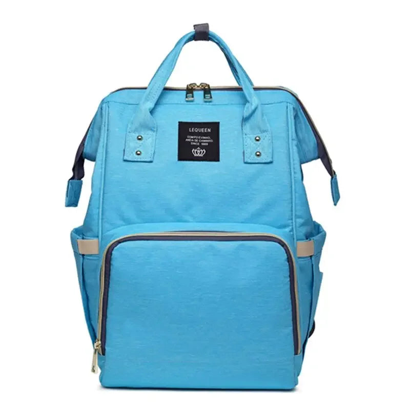 Large capacity Lequeen mummy diaper bag backpack by Nova Mart with multiple compartments, ideal for travel and baby essentials.