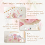 Wooden baby mobile and crib bell rattle toy by Nova Mart, featuring colorful hanging figures and a gentle music box for newborns.