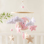 Wooden baby mobile and crib bell rattle toy from Nova Mart, featuring a music box and colorful baby toy for newborns and infants.