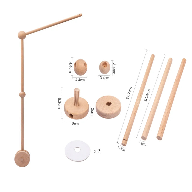 Wooden baby crib mobile featuring soft felt cartoon bear and music box, designed by Nova Mart for soothing nursery decor.