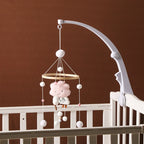 Nova Mart DIY baby crib bed bell holder arm with rotating music box, designed for soothing infant sleep and easy crib attachment.