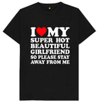 Men's Funny Meme T-Shirt by Nova Mart featuring "I Love My Girlfriend" graphic on oversized cotton tee.