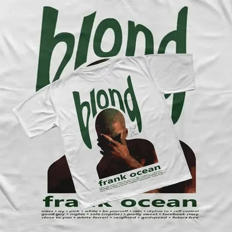 Unisex Frank Ocean Retro Graphic Hip Hop T-Shirt by Nova Mart featuring bold print and vibrant colors on a casual cotton tee.