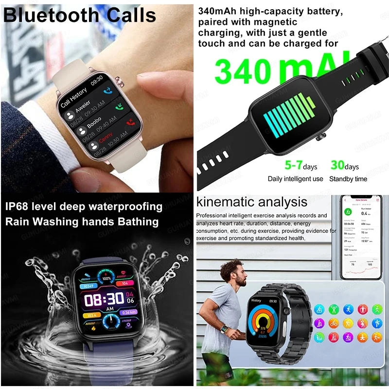 Nova Mart ECG+PPG Smartwatch displaying blood fat, uric acid levels, and Bluetooth call feature on the screen.