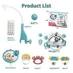 Baby crib mobile with lights, music, and projection from Nova Mart, featuring a remote control and colorful hanging toys for soothing entertainment.