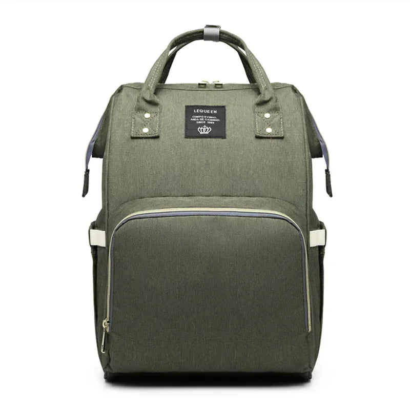 Large capacity Lequeen mummy diaper bag backpack by Nova Mart with multiple compartments, ideal for travel and baby essentials.