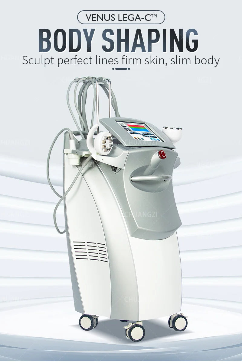 Venus Legacy cellulite treatment and skin lifting device by Nova Mart, showing the sleek beauty machine with control panel and applicators.