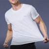Men's Nova Mart high elastic ice silk T-shirt with quick-dry fabric, shown in a sleek, fitted style perfect for active wear.