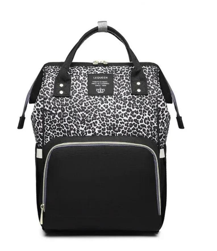 Large capacity Lequeen mummy diaper bag backpack by Nova Mart with multiple compartments for travel and baby essentials.