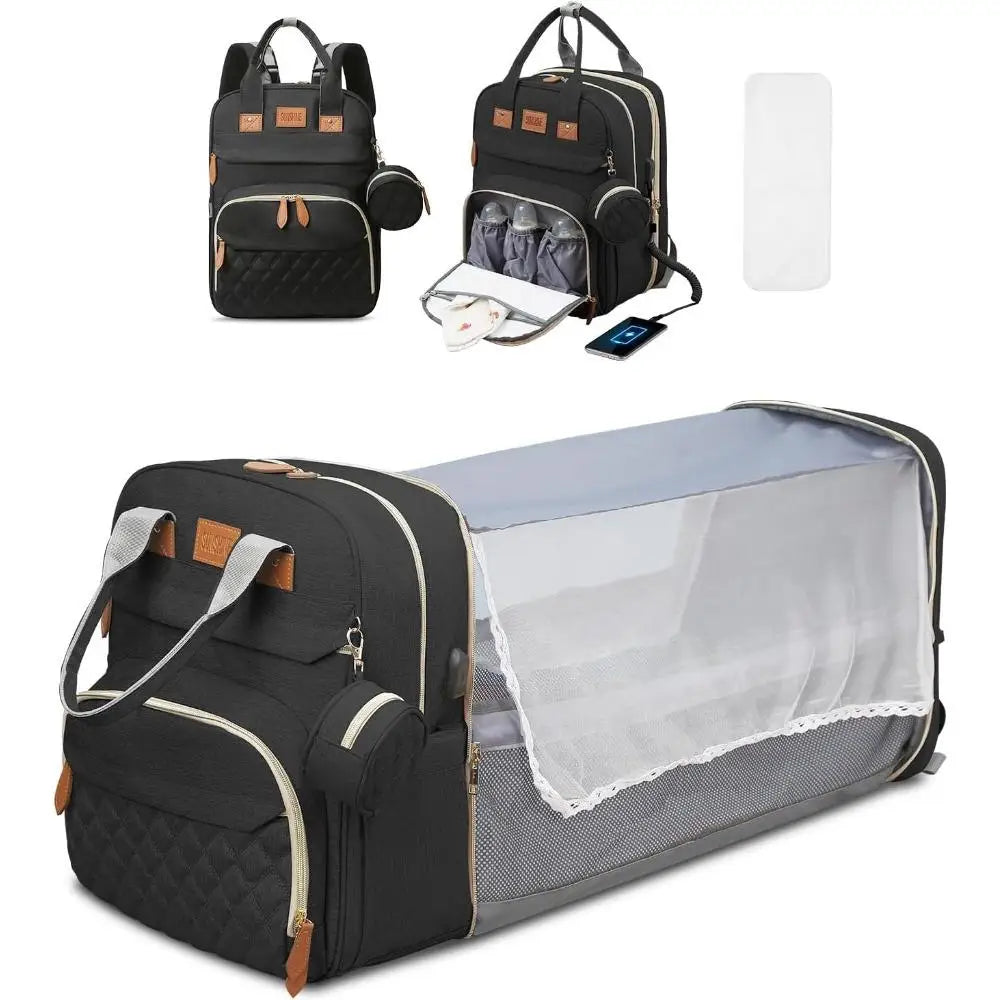 RsenFremior Large Diaper Bag with Changing Station, Foldable Diaper Bag Backpack with Bed ,Diaper Bag with Insulated Pockets - Image 10