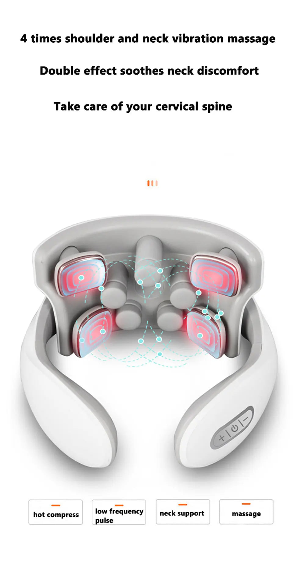 Nova Mart Smart Neck Massager with low frequency pulse therapy for cervical relief, featuring ergonomic design and adjustable straps.