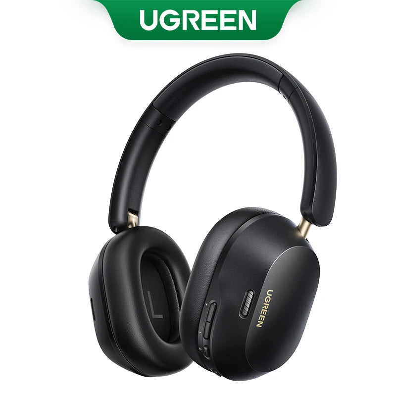 UGREEN Max5c ANC headphones with LDAC Hi-Res audio, black over-ear design, and 75-hour battery life for immersive listening.
