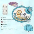 Baby crib mobile by Nova Mart with lights, music, and projection, featuring colorful toys and remote control for soothing entertainment.