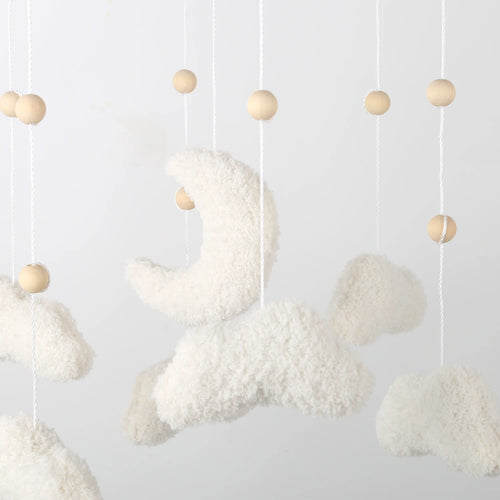 Boucle Clouds & Moon Baby Mobile – Hypoallergenic 24cm