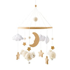 Wooden baby crib rattle toy with crochet bed bell bracket for infants 0-12 months, designed by Nova Mart.