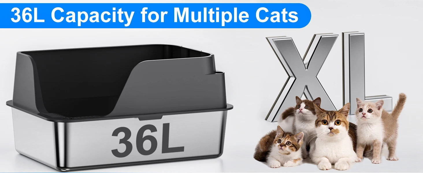 XL Stainless Steel Cat Litter Box – Side Opening Splash-Proof - Image 8
