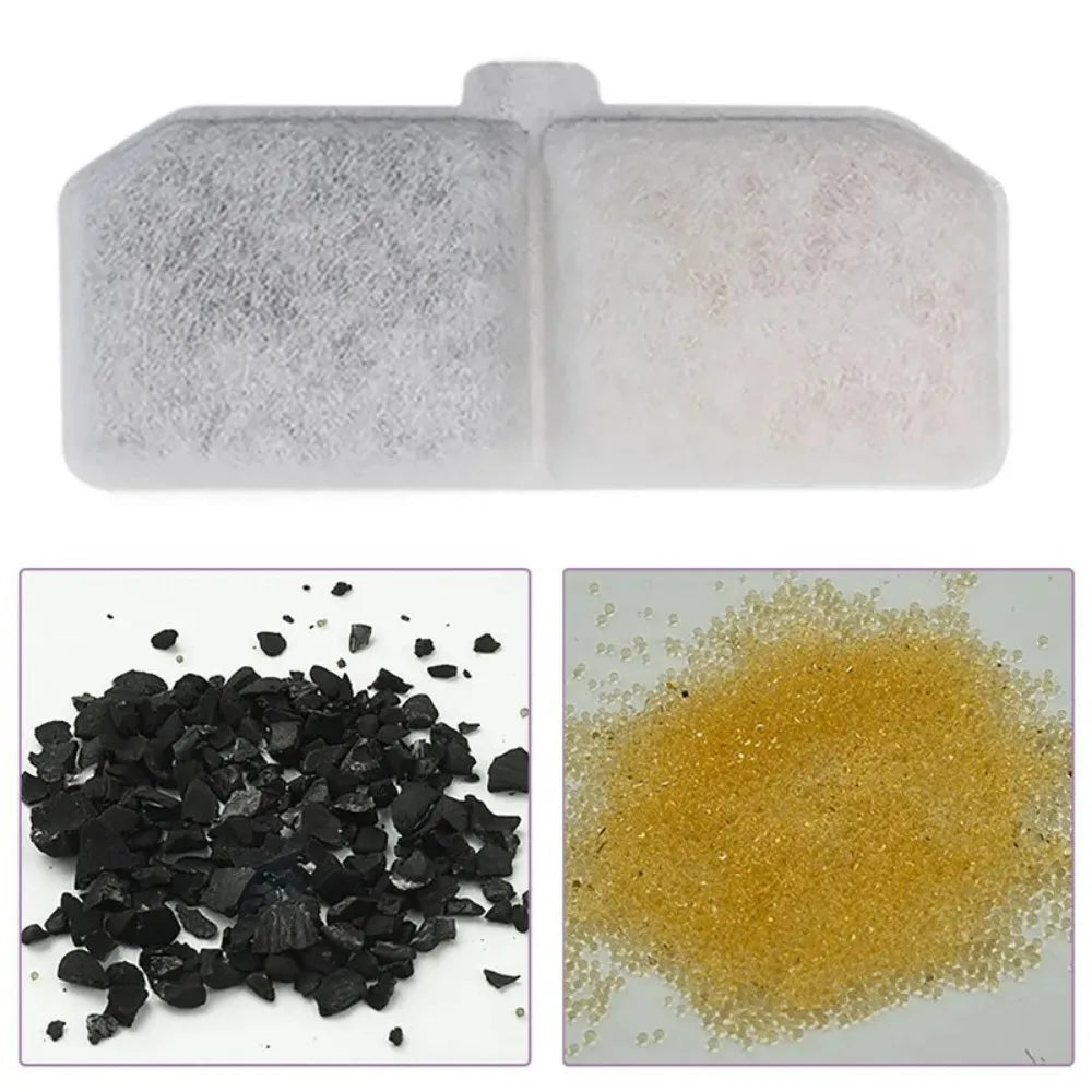 A single filter from the 12pcs Cat Water Fountain Filter Pet pack, showcasing its advanced activated carbon and ion-exchange