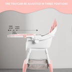 Nova Mart portable convertible baby high chair with toy rack and double dinner plate, ideal for feeding and play.