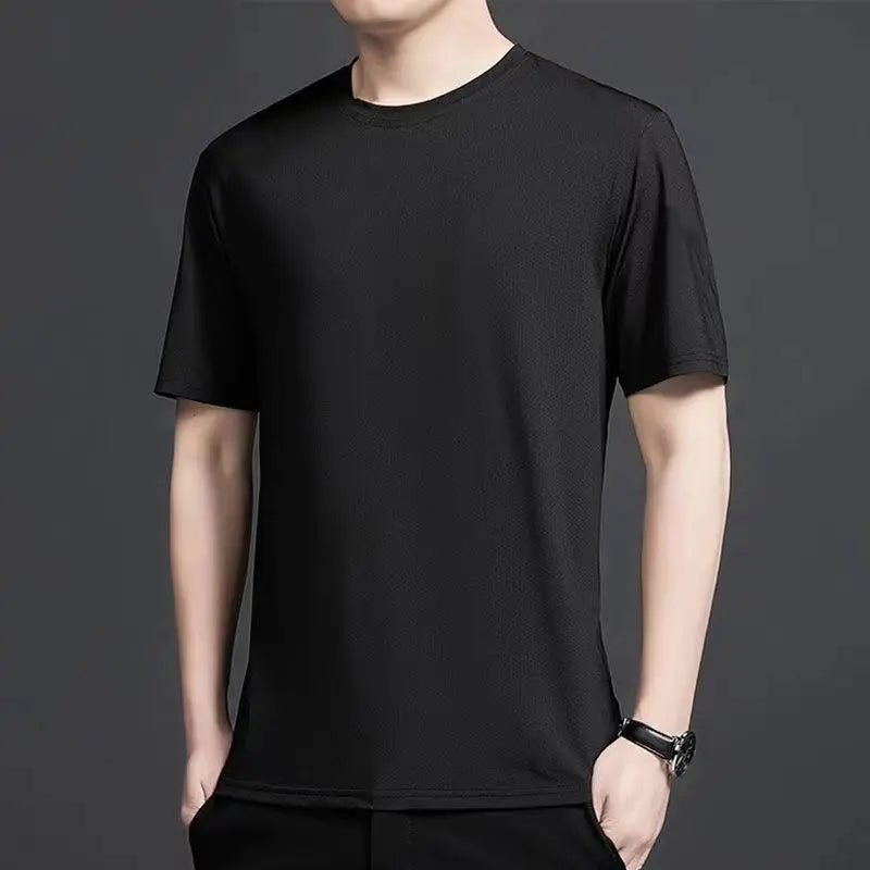 Unisex waffle knit T-shirt in solid color from Nova Mart, casual men's fashion top with a loose fit and textured fabric.