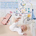 Baby crib mobile with lights, music, and projection by Nova Mart, featuring colorful plush toys and remote control functionality.