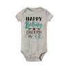 Baby bodysuit by Nova Mart featuring "Happy Birthday Daddy" print, short sleeve summer romper for little ones.