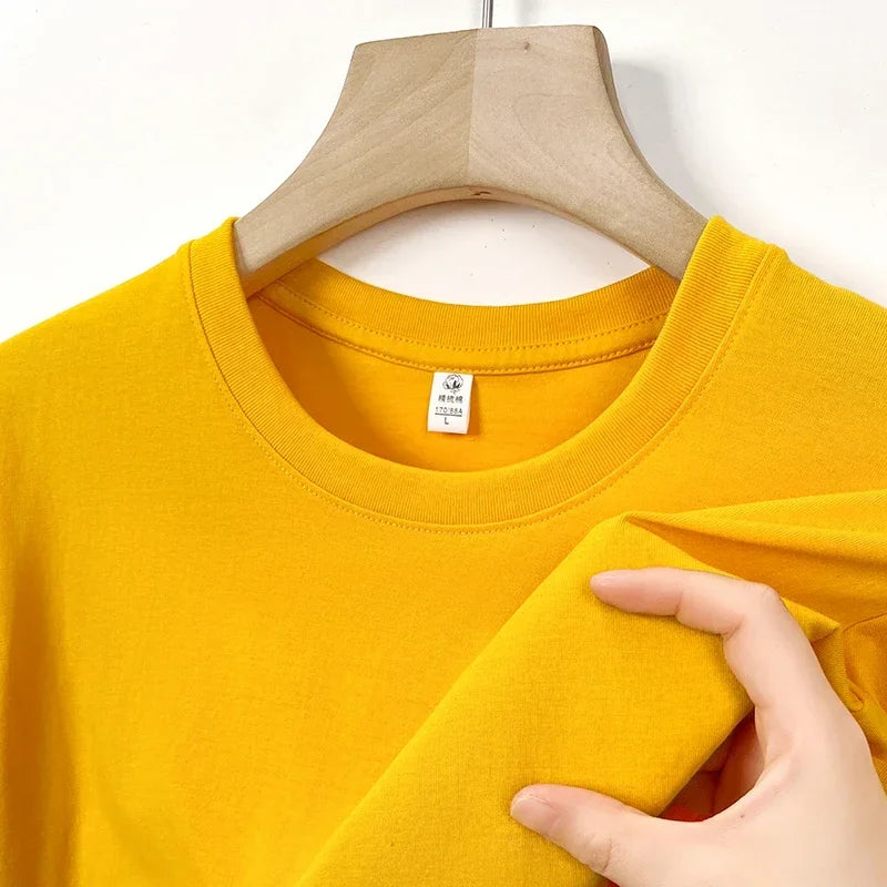 Men's Korean casual cotton round neck T-shirt by Nova Mart, featuring a comfortable fit and classic design in natural fabric.