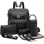 Nova Mart PU leather diaper bag with changing pad and insulated pockets, stylish mommy backpack for baby essentials