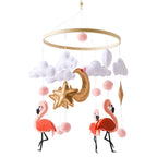 Wooden baby crib mobile by Nova Mart featuring a soft felt cartoon bear and music box for infant nursery decor.