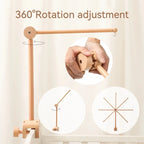 Wooden baby crib rattle toy with crochet bed bell bracket, suitable for ages 0-12 months, by Nova Mart.