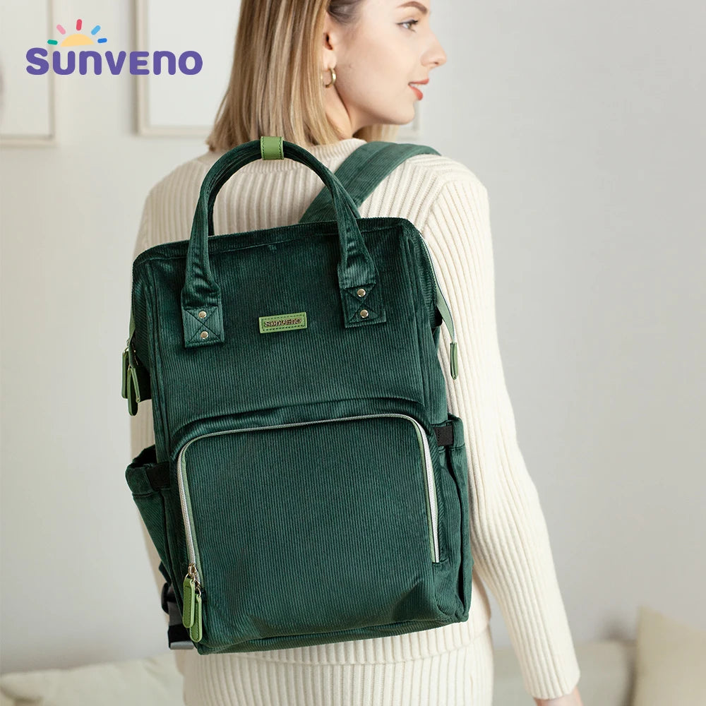 Sunveno diaper bag mommy backpack by Nova Mart with nappy organizer, showcasing multiple compartments and durable design.